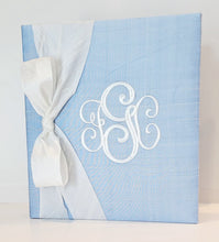 Load image into Gallery viewer, Baby Memory Book - Blue Silk (w/ SILK Bow)