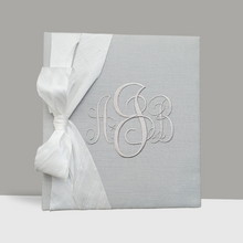 Load image into Gallery viewer, Wedding Memory Book - Grey Linen (w/ SILK Bow)