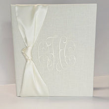 Load image into Gallery viewer, Wedding Memory Book - Ivory Linen (w/ SATIN Bow)