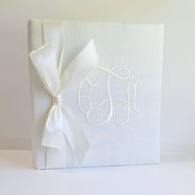 Load image into Gallery viewer, Wedding Memory Book - Ivory Linen (w/ SATIN Bow)
