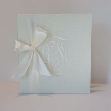Load image into Gallery viewer, Wedding Memory Book - Ivory Linen (w/ SATIN Bow)