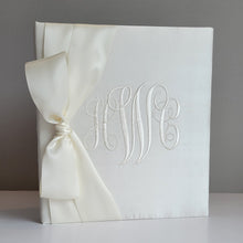 Load image into Gallery viewer, Wedding Memory Book - Ivory Silk (w/ SATIN Bow)