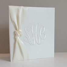 Load image into Gallery viewer, Wedding Memory Book - Ivory Silk (w/ SATIN Bow)