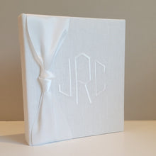 Load image into Gallery viewer, Wedding Memory Book - White Linen (w/ SATIN Bow)