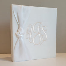 Load image into Gallery viewer, Wedding Memory Book - White Silk (w/ SATIN Bow)