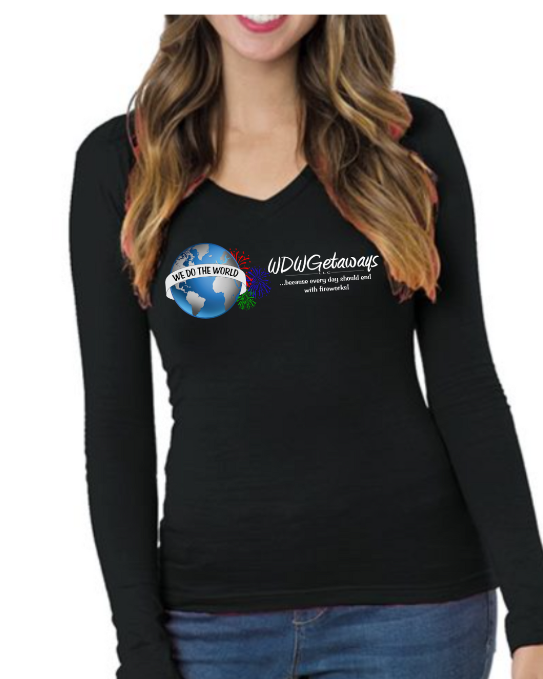 Women's Deep V-Neck Long Sleeve T-Shirt - 3415