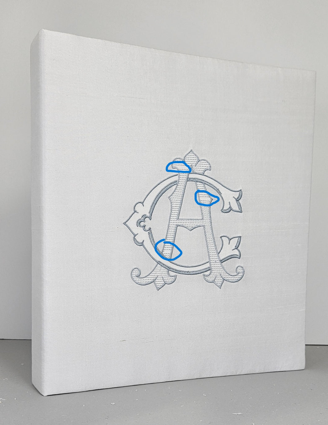 Imperfect Book - Ivory with Ice Blue Thread