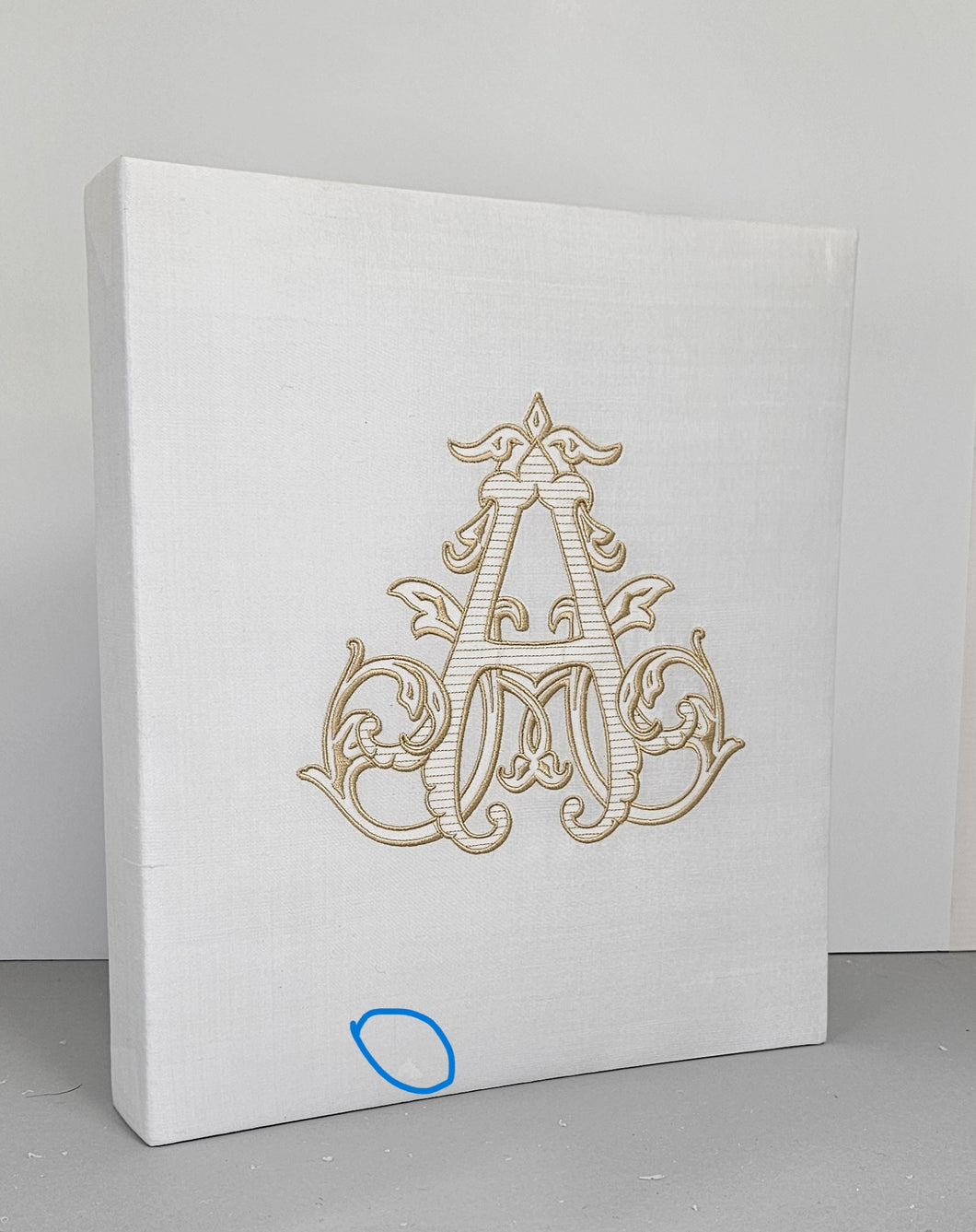 Imperfect Book - Ivory Silk with Single Letter Monogram in Cream Soda