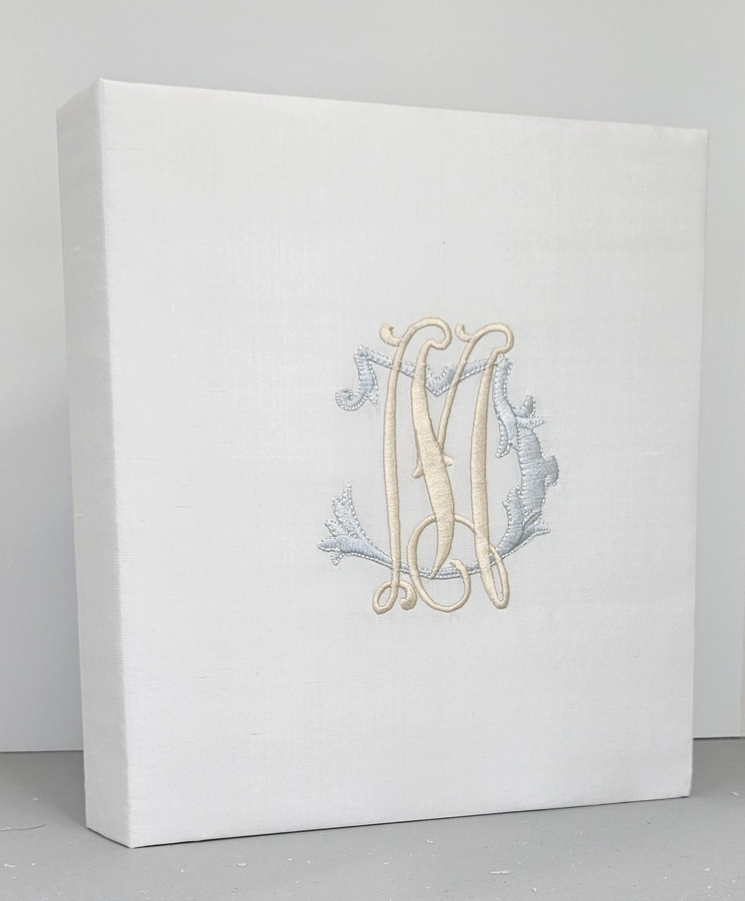 Imperfect Book - Ivory Silk with 2 letter Monogram MJ