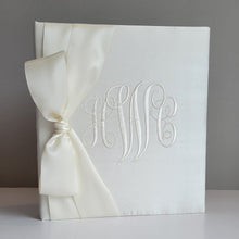 Load image into Gallery viewer, Baby Memory Book - Ivory Silk (w/ SATIN Bow)
