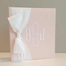 Load image into Gallery viewer, Baby Memory Book - Pink Linen (w/ SATIN Bow)