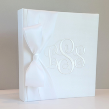 Load image into Gallery viewer, Wedding Memory Book - White Silk (w/ SATIN Bow)