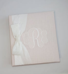 Baby Memory Book - Pink Linen (w/ SILK Bow)