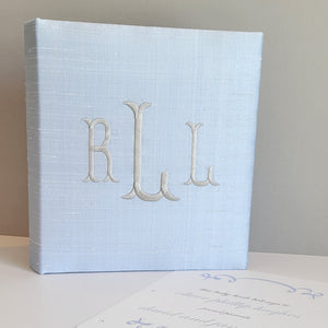 Baby Memory Book - Blue Silk (w/o Bow)
