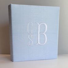 Load image into Gallery viewer, Baby Memory Book - Blue Silk (w/o Bow)