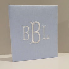 Load image into Gallery viewer, Baby Memory Book - Blue Linen (w/o Bow)