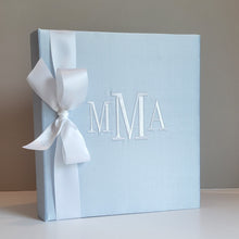 Load image into Gallery viewer, Baby Memory Book - Blue Shantung (w/ SATIN Bow)