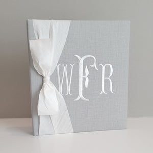 Wedding Memory Book - Grey Linen (w/ SILK Bow)