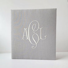 Load image into Gallery viewer, Baby Memory Book - Gray Linen (w/o Bow)