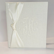Load image into Gallery viewer, Baby Memory Book - Ivory Linen (w/ SILK Bow)