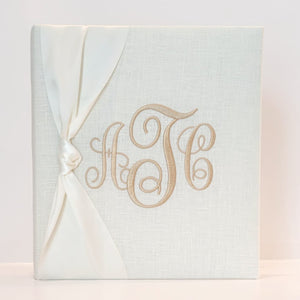 Baby Memory Book - Ivory Linen (w/ SILK Bow)