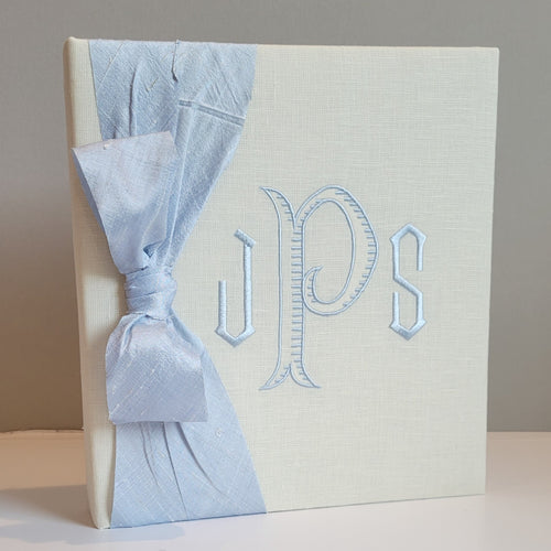 Baby Memory Book - Ivory Linen (w/ SILK Bow)