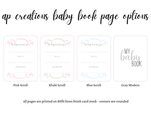 Baby Memory Book - Gray Linen (w/o Bow)