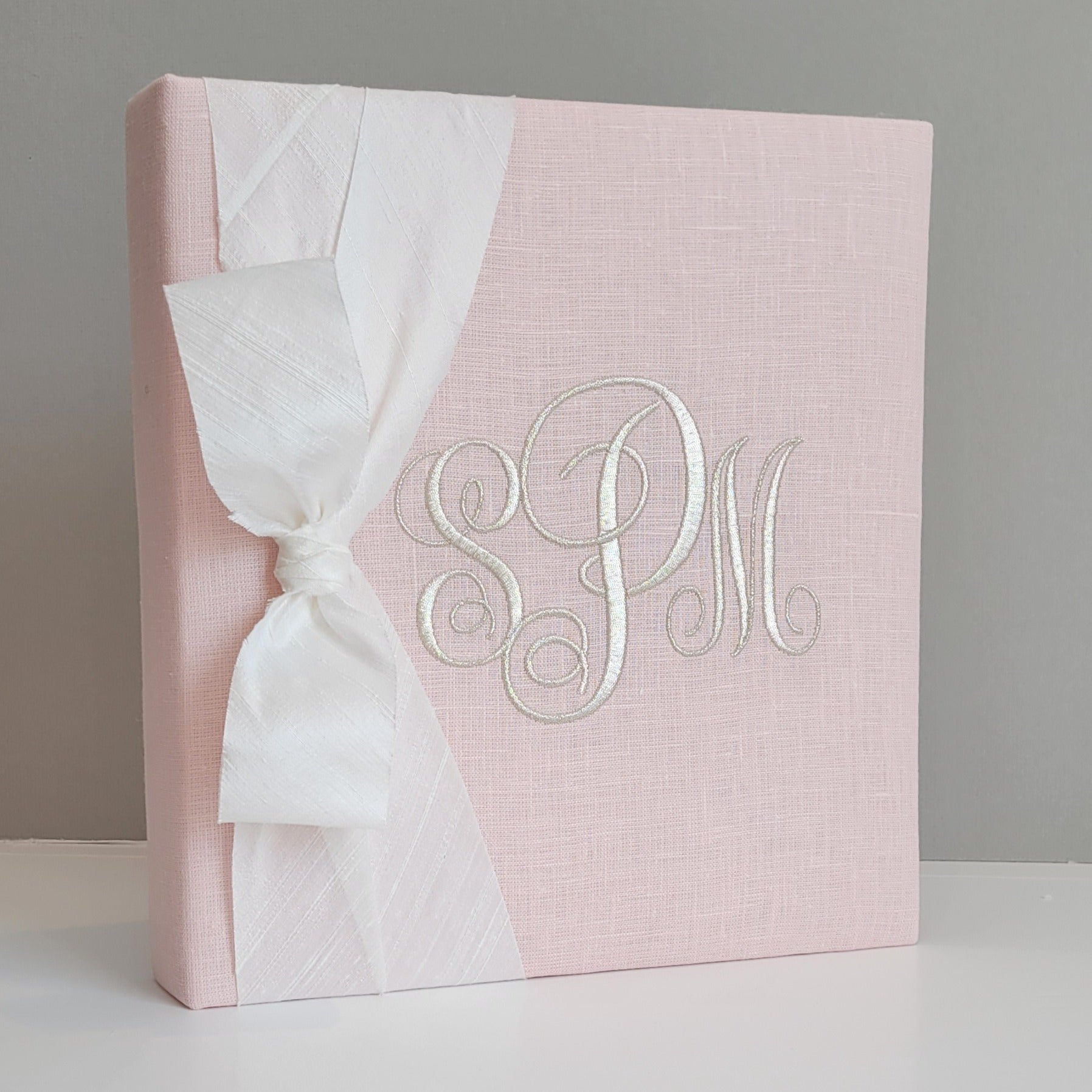 Linen Baby Photo Album With Sticky Pages, First Year Baby Memory