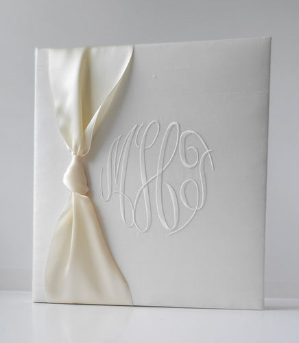 Wedding Memory Book - Ivory Silk (w/ SATIN Bow)