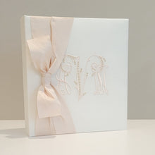 Load image into Gallery viewer, Baby Memory Book - White Silk (w/ SILK Bow)