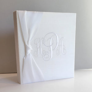 Wedding Memory Book - White Silk (w/ SATIN Bow)