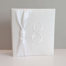 Load image into Gallery viewer, Wedding Memory Book - White Silk (w/ SATIN Bow)