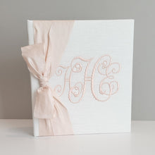 Load image into Gallery viewer, Baby Memory Book - White Silk (w/ SILK Bow)