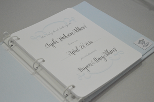 Baby Memory Book - Blue Linen (w/ SATIN Bow)